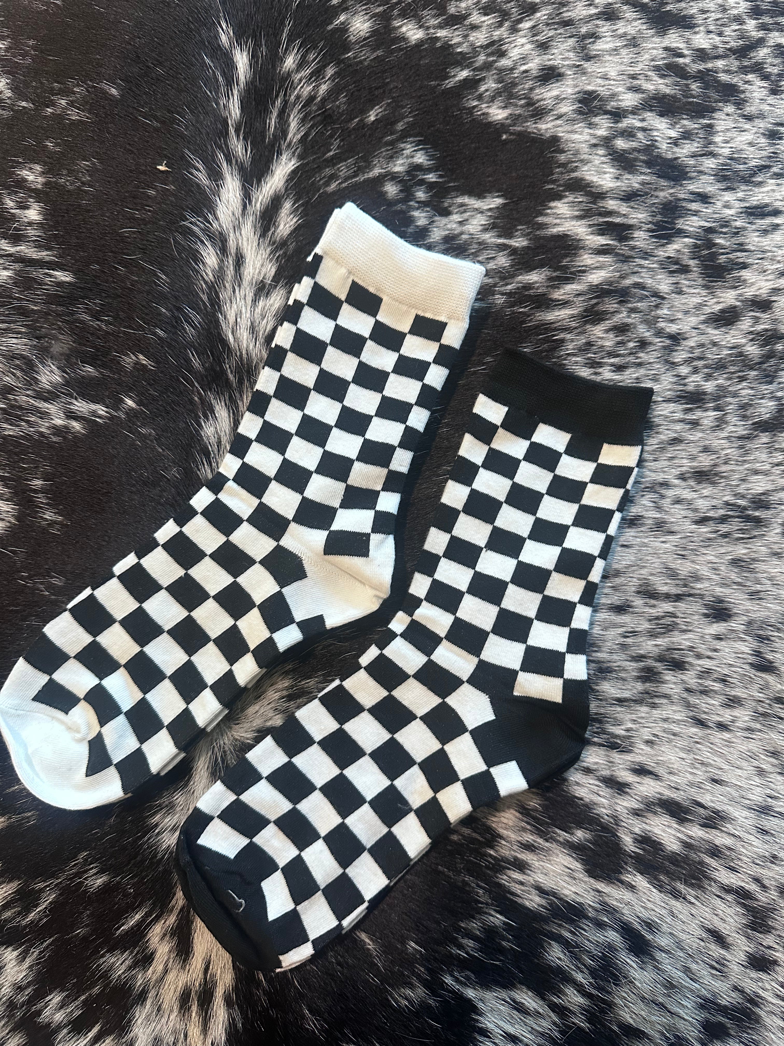 Stretchy Crew Socks (1 white trim, 1 black trim)
