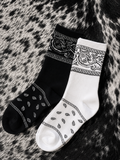 White and Black Bandana Crew Socks